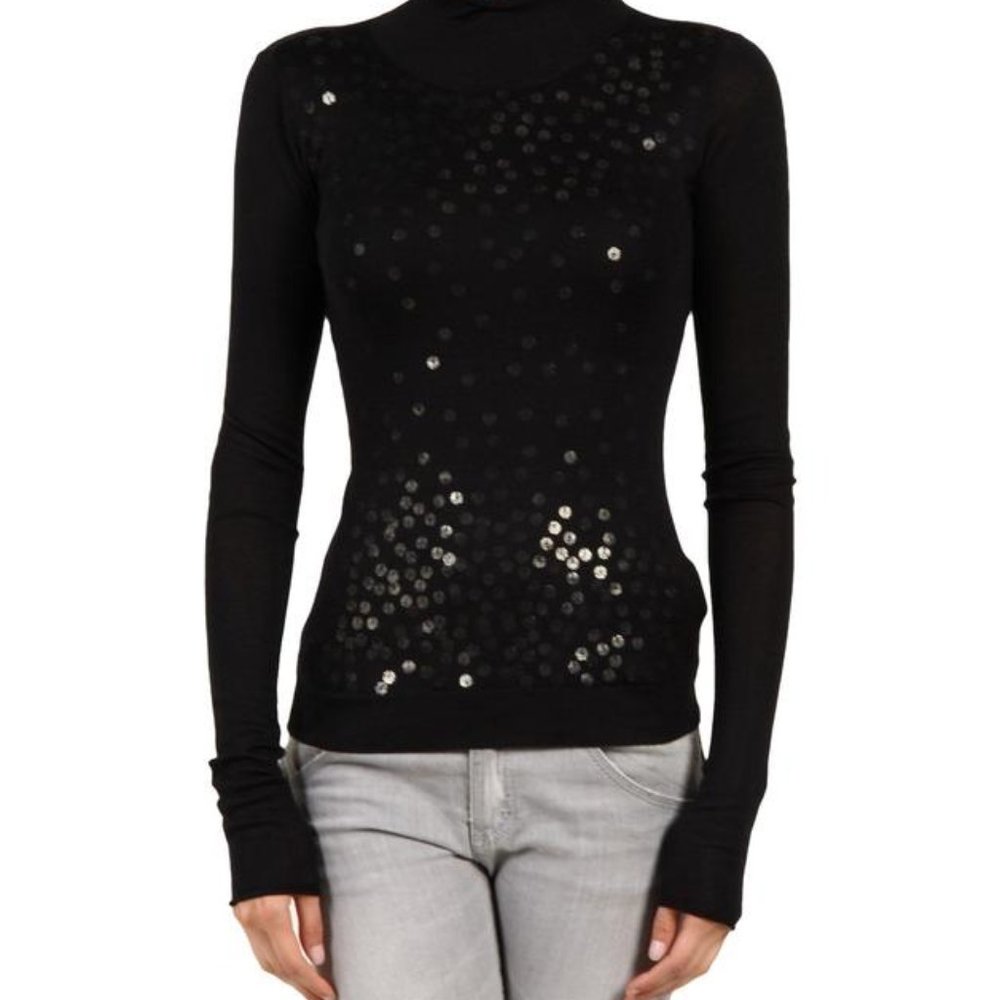 NWT   PIERRE CARDIN inner sequins turtleneck sweater